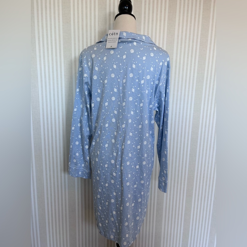 NWT COTN 100% Pima Cotton Women’s Nightgown Size Large Celestial Moon Stars - Picture 2 of 7